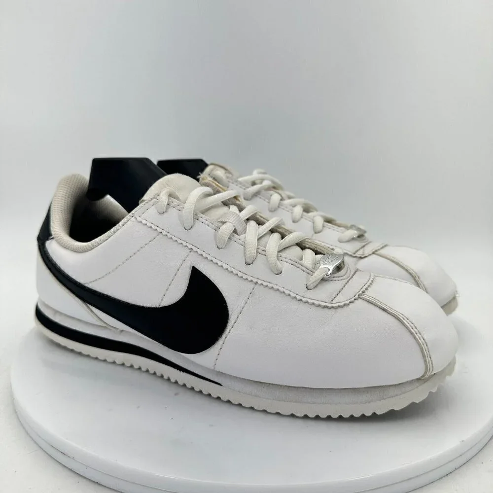 Nike Classic Cortez Leather White Black Youth Shoes 904764-102 Size 6.5Y EU 39